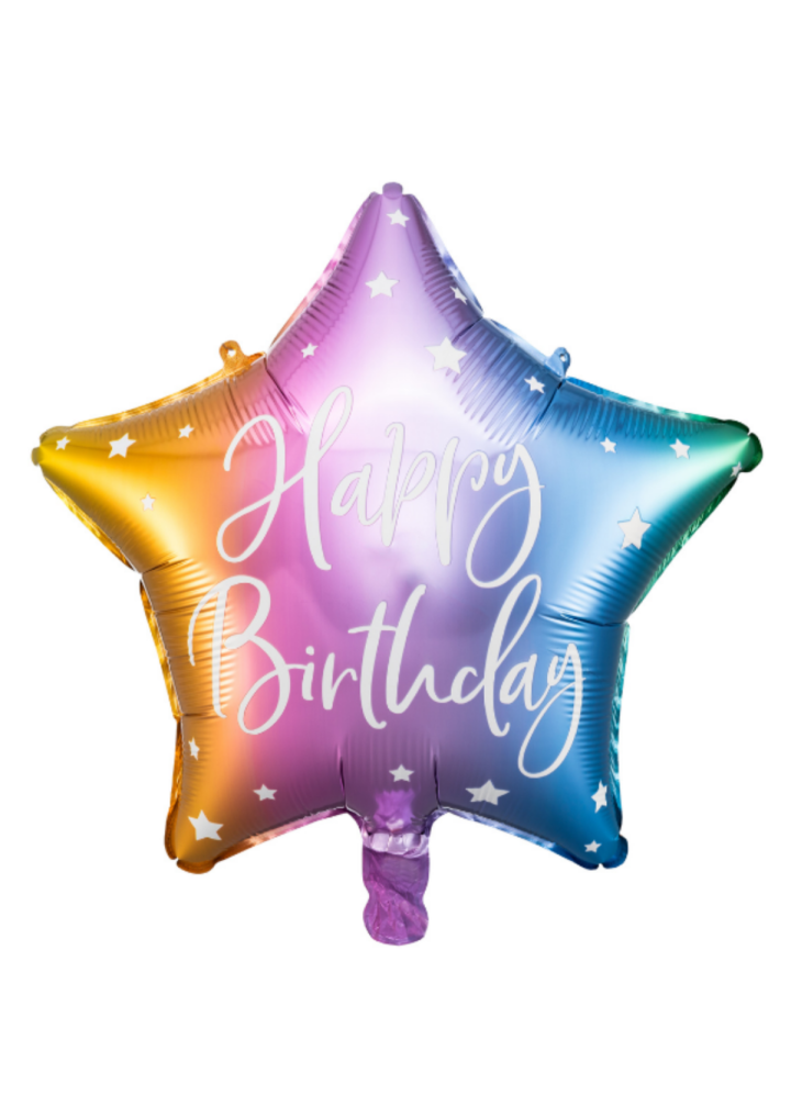 Balon foliowy gwiazdka tęczowa Happy Birthday 